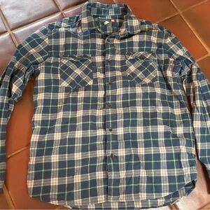 Quiksilver Mens X Large Shirt Fleece Blue Plaid Button Pockets